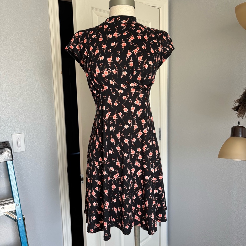 Black with pink cherry blossom floral dress